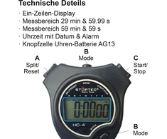 Stoptec Hc-4 chronometras - Skaitmeninis chronometras su dideliu ekranu | Hobis | Sportas | Laisvalaikis | Atsparus purslams | Tinka vaikams