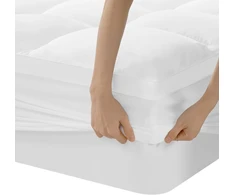 Čiužinys Storas antčiužinis 140 x 200 cm, 5 cm aukščio, mikropluošto antčiužinis su giliomis kišenėmis, minkštas dygsniuotas čiužinio apsaugos užvalkalas, antčiužinis - laidus orui ir skalbiamas skalbimo mašinoje