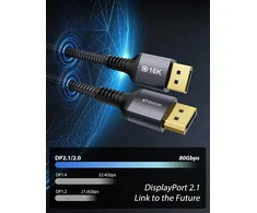 Stouchi Displayport 2.1 kabelis 2 vnt., 1.2m, 16k@60hz, 80gbps