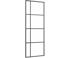 Stumdomos durys, juodos, 76x205cm, ESG stiklas ir aliuminis