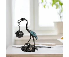 Subtilus gervės ornamentas, kūrybinga paukščio skulptūra namų biuro dekoravimui su rustišku dizainu, pagaminta iš didelio stiprumo cinko lydinio (su smilkalų degikliu)