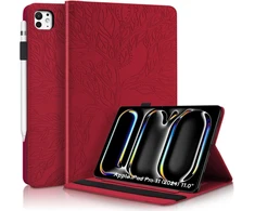 Succtopy dėklas, skirtas Ipad Pro 13 colių (m4) 2024, folio atverčiamas Pu odinis apsauginis dėklas, skirtas Ipad Pro 13 colių (m4) planšetiniam kompiuteriui su rašiklio laikikliu ir stovo funkcija, skirtas 13 colių Ipad Pro 2024, raudonas