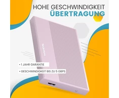 Suhsai išorinis kietasis diskas 250gb išorinis atsarginis diskas usb 3.0 didelės spartos duomenų perdavimo kietasis diskas, suderinamas su mac nešiojamuoju kompiuteriu, staliniu kompiuteriu, žaidimų konsole (rožinis)