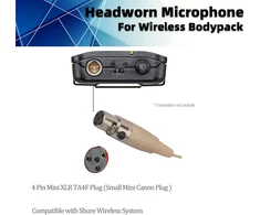 Sujeetec ausinės mikrofonas galvos juostos mikrofonas, skirtas shure belaidžio siųstuvo kišeniniam siųstuvui - idealiai tinka paskaitoms, teatrui, podcast'ams - mini xlr ta4f kištukas