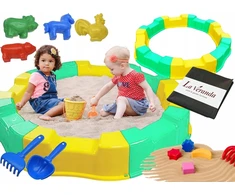 Sulankstoma plastikinė nešiojama smėlio dėžė smėliui ir ŽAISLAMS bei DUGNO Rinkinys