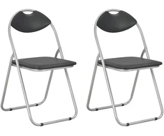 Sulankstomos kėdės, 2 vnt., juodos, dirbtinės odos