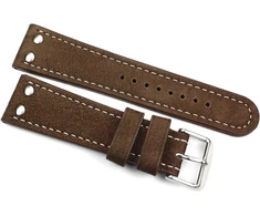 Sulla 24 mm vyriškas laikrodžio dirželis, retro pilot, water buffalo su kniedėmis, rudas, dirželis