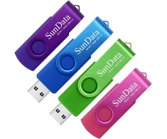 Sundata 16 Gb Usb atmintinė 4 vienetai Usb 2.0 atmintinė sukama metalinė (4 mišrios spalvos: mėlyna, žalia, violetinė, rožinė)