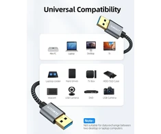 Sunguy usb 3.0 kabelis, 1.5 m usb a - usb a duomenų perdavimo jungties kabelis, suderinamas su spausdintuvais, nešiojamaisiais kompiuteriais, standžiaisiais diskais ir fotoaparatais