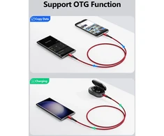 Sunguy usb c kabelis 1 m, usb c į micro usb įkrovimo ir duomenų perdavimo kabelis, įkrauna micro usb įrenginius, usb c kabelis suderinamas su galaxy s7/s5, lg g5/g6, moto su/z2, kindle, planšetiniu kompiuteriu, raudonas