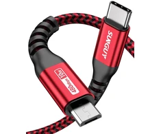 Sunguy usb c kabelis 1 m, usb c į micro usb įkrovimo ir duomenų perdavimo kabelis, įkrauna micro usb įrenginius, usb c kabelis suderinamas su galaxy s7/s5, lg g5/g6, moto su/z2, kindle, planšetiniu kompiuteriu, raudonas