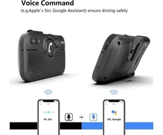 Sunitec laisvų rankų įranga automobiliui, bluetooth 5.0, palaiko gps, siri, muziką, automatinį įjungimą, google assistant, balso valdymą 2 telefonams vienu metu su saulės skydelio spaustukais