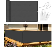 Sunnylaxx balkono privatumo uždanga, balkono uždangalas, 90 x 600 cm, apsauga nuo vėjo, nepermatoma balkono danga, 160 g/m² poliesteris (pes), apsauga nuo vėjo ir uv spindulių, su kilpomis ir kabelių raišteliais, antracito spalvos