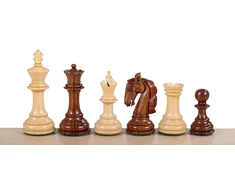 Sunrise Chess &amp; Games Kolumbietiški šachmatų figūros - akacija ir buksmedis, 3.75 colio, rankų darbo, sunkios, egzotiško medžio dizainas
