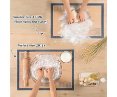 Super Kitchen didelis neslystantis silikoninis kepimo kilimėlis su tešlos pjaustykle, xxl nelimpantis tešlos kilimėlis, kočiojimo kilimėlis, silikoninis kepimo popierius, fondantinis picos tešlos kilimėlis, stalo kilimėlis (pilkas, 71 x 51 cm)