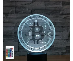 Lova Superruidalong 3d bitcoin naktinės lempos su nuotolinio valdymo pulteliu, 16 spalvų iliuzija, akrilinė led stalinė lempa prie lovos, vaikų miegamojo stalo dekoras, gimtadienio dovanos, žaislas vaikams