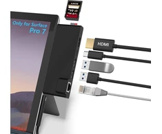 Surface Pro 7 doko stotis su 4k Hdmi adapteriu + Rj45 Ethernet Lan + Usb-c Pd įkrovimas + 2 prievadų Usb 3.0 + Sd/tf kortelių skaitytuvo adapteris, skirtas Microsoft Surface Pro 7