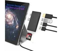 Surface Pro Usb dokstotelė, Bawanfa aliumininis Surface Pro 4/5/6 Usb 3.0 šakotuvas su 4k Hdmi, 1 x Usb 3.0 prievadas, 2 x Usb 2.0 prievadai, Sd/micro Sd kortelių skaitytuvas, skirtas Microsoft Surface Pro 4/5/6