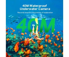Surfola 4k veiksmo kamera, 40 m povandeninė kamera su stabilizavimu, 170° plataus kampo, išorinis mikrofonas, 2 įkraunamos baterijos, nuotolinio valdymo pultas ir montavimo priedai, skirtas paviršiniam nardymui
