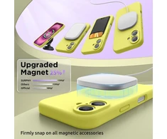 Surphy silikoninis dėklas, skirtas iphone 16 6.1 colio, su magsafe, ekrano apsauga ir pilna kameros apsauga, smūgiams atsparus mobiliojo telefono dėklas iphone 16 dėklas, skirtas magnetiniams priedams, geltonas