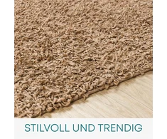 Surya Home Shaggy Berber kilimas – pūkuotas kilimas svetainei, valgomajam, miegamajam, ilgo plauko aukšto plauko kilimas pūkuotas – didelis kilimas 120 cm apvalus, šviesiai smėlio spalvos kilimas svetainei