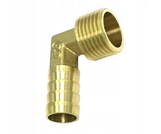 Sutankintas varinis sodo žarnos jungties alkūninis sujungimas 90 laipsnių kampu, 14 mm žarna, 20 mm x 14 mm