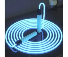 Šviečianti led šokdynė 275cm reguliuojama rožinė