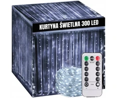 Šviesos užuolaida 3x3 m led Kalėdinės lemputės girlianda ant lango xl balta