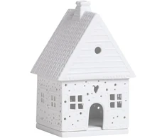 Švyturio formos žvakių laikiklis iš baltos keramikos, 14 cm