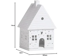 Švyturio formos žvakių laikiklis iš baltos keramikos, 14 cm