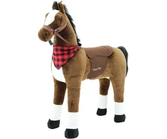 Sweety Toys 7523 pliušinis stovintis arklys "safety!" Princess Xxl Gigant, 110 cm aukščio milžiniškas arklys, tvirtas, stabilus žirgas su plienine konstrukcija, be polistirolo - labai tvirtas, nesvyruoja