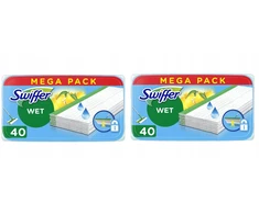 Swiffer Wet drėgnos servetėlės, skirtos šluotai, įdėklai 2x40vnt.