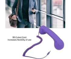 Sxhlseller telefono ragelis mobiliesiems telefonams, retro 3.5mm telefono ragelis, radiacijai atsparus laidinis mobiliojo telefono imtuvas išmaniesiems telefonams ir kompiuteriams (violetinis)