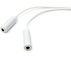 System-s audio y kabelis 20 cm stereo aux jack 3.5 mm male į 2 x female adapteris, baltas