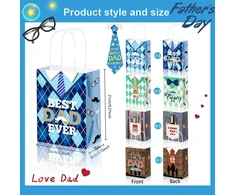 Syttnum 24 vnt. tėvo dienos dovanų maišelių rinkinys „happy Father's Day“ 21 cm x 16 cm x 8 cm, popieriniai dovanų maišeliai tėčiui, tėvo dienos vakarėlio reikmenys tėčiui, seneliui, tėvo dienos, vakarėlio reikmenys