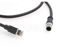 Szrmcc m12 4-pin į rj45 male industrial ethernet shielded cat5e didelio lankstumo pramoninis tinklo kabelis (3 m/9.8 ft)