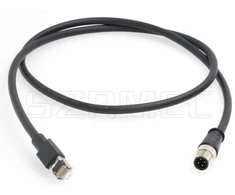 Szrmcc m12 4-pin į rj45 male industrial ethernet shielded cat5e didelio lankstumo pramoninis tinklo kabelis (3 m/9.8 ft)