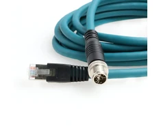 Szrmcc m12 8-pin x-coded male į rj45 ethernet cat7e gigabit ekranuotas vandeniui atsparus kabelis, skirtas basler gige cognex in-sight vision kamerų jutikliams (mėlynas, 3 m)