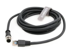 Szrmcc M12 A Code 8 kontaktų kištukinis į Rj45 ethernet cat6 gigabitinis ekranuotas vandeniui atsparus jutiklio pavaros kabelis, skirtas cognex in-sight 7000 dmr-300 kameros vaizdo jutikliams (juodas, 2 m)