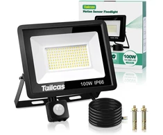 Tailcas 100 W led prožektorius su judesio davikliu lauke, 6500 K šaltai balta itin ryški 144 led prožektorius, 9000 lm lauko prožektorius, ip66 atsparus vandeniui prožektorius kiemui, sodui, garažui