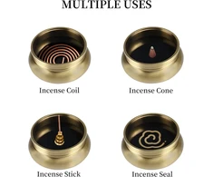 Taiyou vintažinis žalvarinis smilkalų degiklis su 3 kojelėmis, ugniai atsparus kilimėlis, smilkalų degiklio rinkinys, smilkalų lazdelių laikiklis, metalinis smilkalų dubuo, retro smilkalų indas namų biuro jogos dekoravimui