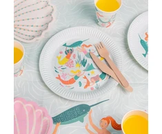 Talking Tables 8 vienkartinės popierinės lėkštės "mermaid", tvirtos, perdirbamos ir ekologiškos dekoracijos vaikų gimtadienio stalo reikmenims, skirtos šventėms po vandeniu arba kūdikio sutikimui