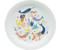 Talking Tables 8 vienkartinės popierinės lėkštės "mermaid", tvirtos, perdirbamos ir ekologiškos dekoracijos vaikų gimtadienio stalo reikmenims, skirtos šventėms po vandeniu arba kūdikio sutikimui
