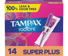 Tampax Radiant tamponai Super Plus sugeriamumas, bekvapiai, pakuotėje 14 vnt. (pakuotė gali skirtis)