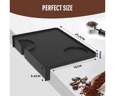 Tamperio kilimėlis silikoninis espresso tamperis su krašto apsauga - neslystantis tamperio kilimėlis, įskaitant vietą tamperio kilimėliui, apsaugo stalviršį, kavos kampelis, idealus portafilterio priedas, 21,2 x 15 cm
