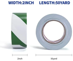 Tapebear Apsauginė įspėjamoji juosta balta žalia plazdanti juosta įspėjamoji juosta pavojų įspėjamoji pvc lipni žymėjimo juosta įspėjamiesiems ženklams ir grindų žymėjimui, 50 mm x 46 m, 16 ritinių