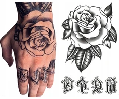 Tattooland laikina tatuiruotė nuplaunama didelė rožė su užrašu 'dream'