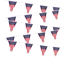 Tatuo Amerikos Jav vėliavų vėliavėlės vakarėlio reklaminė juosta 10 m/33 pėdų dekoravimo priedai Jav patriotinė vėliavėlių reklaminė juosta Nepriklausomybės dienos dekoracija Jav vėliavėlių reklaminė juosta su 20 vėliavų