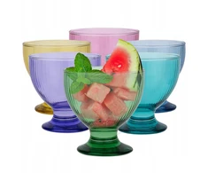 Taurės desertams ledams rifliuotos dryžuotos mix spalvų 6x500ml lenkiškos