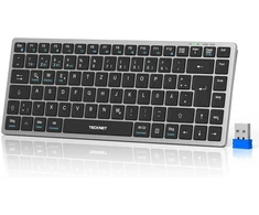 Tecknet belaidė klaviatūra – laisvas perjungimas tarp 4 įrenginių (2,4 g + bt), įkraunama bluetooth klaviatūra, vokiškas qwertz itin plonas išdėstymas, skirtas pc, nešiojamam kompiuteriui, planšetiniam kompiuteriui, išmaniajam televizoriui ir mobiliajam t
